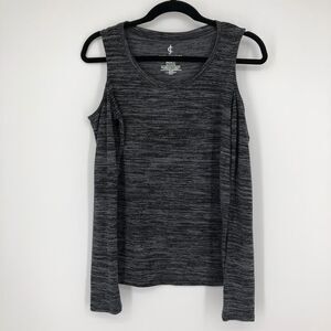 Juicy Couture Marl Gray LS Cold Shoulder Top
